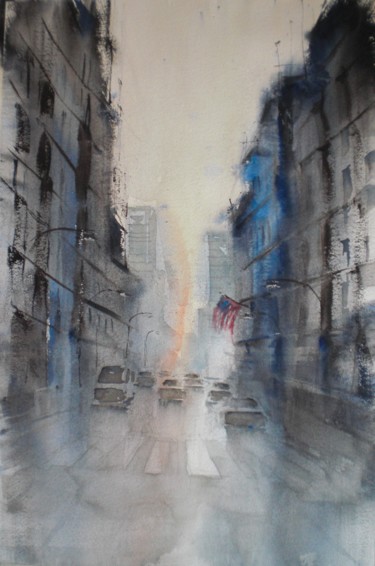 Painting titled "New York New York 9…" by Giorgio Gosti, Original Artwork, Watercolor