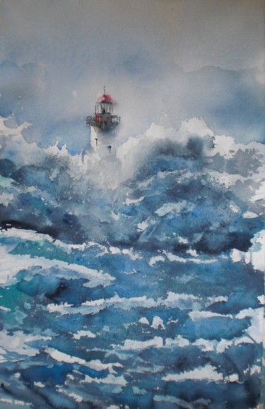 Peinture intitulée "lighthouse 10 #arti…" par Giorgio Gosti, Œuvre d'art originale, Aquarelle
