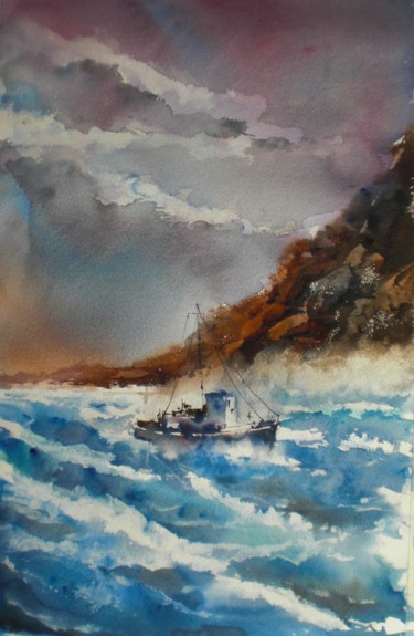 Painting titled "boats 40 #ArtistSup…" by Giorgio Gosti, Original Artwork, Watercolor