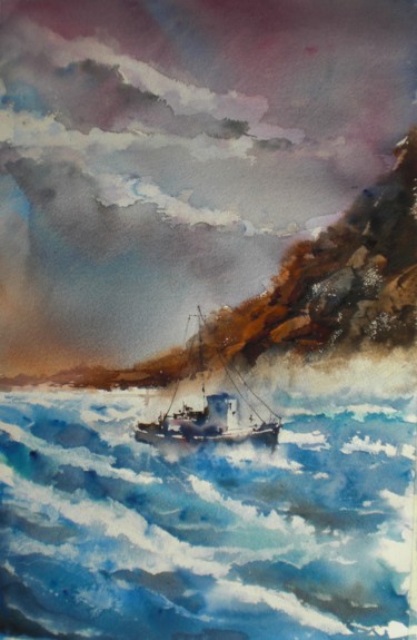 boats 40 #ArtistSupportPledge Картина под названием "boats 40 #ArtistSup…" - Giorgio Gosti, Подлинное произведение искусства, Акварель