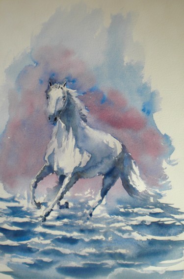 Painting titled "horses 8" by Giorgio Gosti, Original Artwork, Watercolor