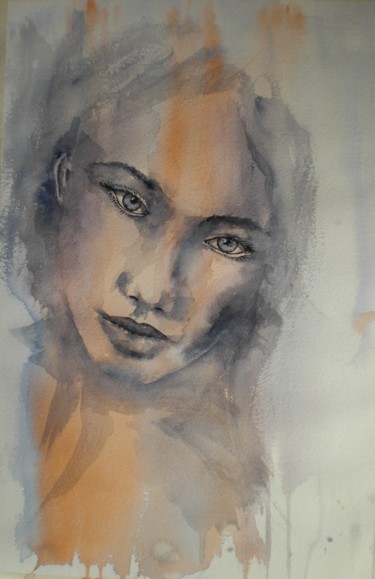 Painting titled "young girl 15 #Arti…" by Giorgio Gosti, Original Artwork, Watercolor