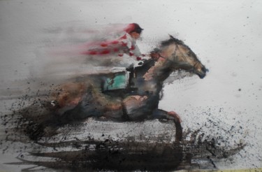 Painting titled "the horse race 8 #A…" by Giorgio Gosti, Original Artwork, Watercolor