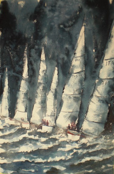Painting titled "boats 42 #ArtistSup…" by Giorgio Gosti, Original Artwork, Watercolor
