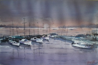 Peinture intitulée "boats 45 #ArtistSup…" par Giorgio Gosti, Œuvre d'art originale, Aquarelle