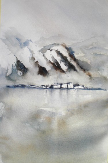 Malerei mit dem Titel "winter landscape #A…" von Giorgio Gosti, Original-Kunstwerk, Aquarell