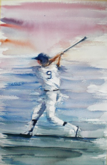 Peinture intitulée "baseball player #Ar…" par Giorgio Gosti, Œuvre d'art originale, Aquarelle