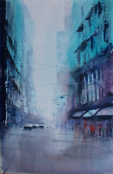 Peinture intitulée "an imaginary city 3…" par Giorgio Gosti, Œuvre d'art originale, Aquarelle