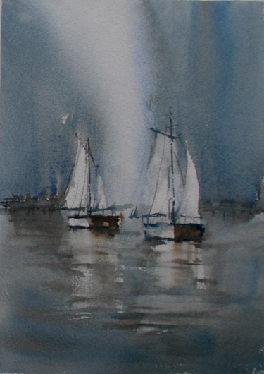 Ζωγραφική με τίτλο "boats 47 #ArtistSup…" από Giorgio Gosti, Αυθεντικά έργα τέχνης, Ακουαρέλα