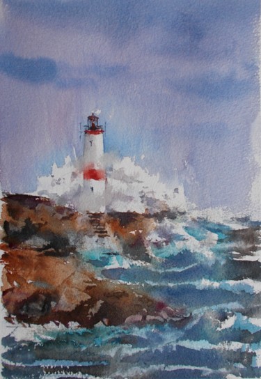 Painting titled "lighthouse 13 #arti…" by Giorgio Gosti, Original Artwork, Watercolor