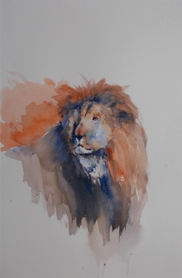 Картина под названием "lion #artistsupport…" - Giorgio Gosti, Подлинное произведение искусства, Акварель