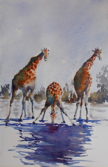"giraffes" başlıklı Tablo Giorgio Gosti tarafından, Orijinal sanat, Suluboya