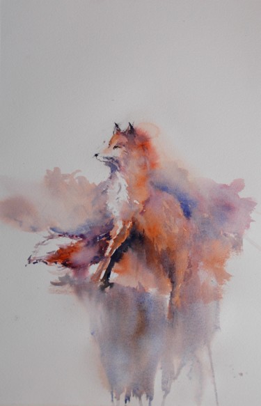 Peinture intitulée "fox" par Giorgio Gosti, Œuvre d'art originale, Aquarelle