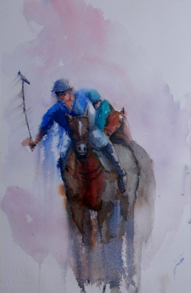 Painting titled "polo" by Giorgio Gosti, Original Artwork, Watercolor