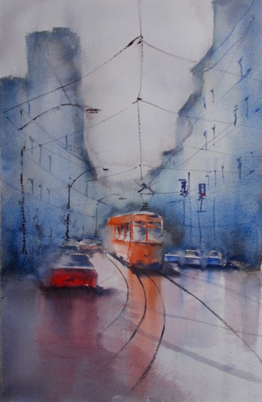 Painting titled "an imaginary city 38" by Giorgio Gosti, Original Artwork, Watercolor