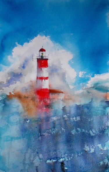 Painting titled "lighthouse 14" by Giorgio Gosti, Original Artwork, Watercolor