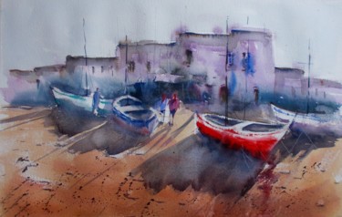 Painting titled "boats 51" by Giorgio Gosti, Original Artwork, Watercolor