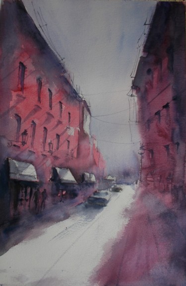 Painting titled "an imaginary city 39" by Giorgio Gosti, Original Artwork, Watercolor