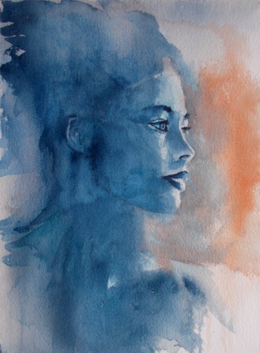 Painting titled "young girl 18" by Giorgio Gosti, Original Artwork, Watercolor