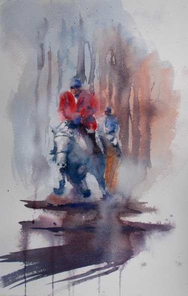 Painting titled "horses 9" by Giorgio Gosti, Original Artwork, Watercolor