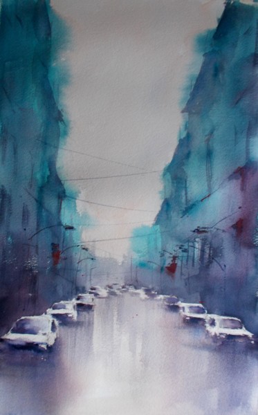 Painting titled "an imaginary city 41" by Giorgio Gosti, Original Artwork, Watercolor