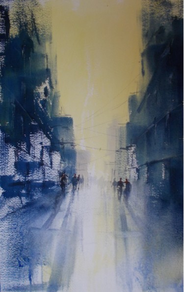Painting titled "an imaginary city 43" by Giorgio Gosti, Original Artwork, Watercolor