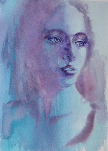Painting titled "young girl 20" by Giorgio Gosti, Original Artwork, Watercolor