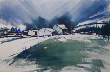 Pintura intitulada "winter landcape 4" por Giorgio Gosti, Obras de arte originais, Aquarela