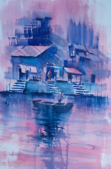 Painting titled "boats 52" by Giorgio Gosti, Original Artwork, Watercolor