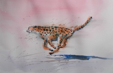 Peinture intitulée "cheetah" par Giorgio Gosti, Œuvre d'art originale, Aquarelle
