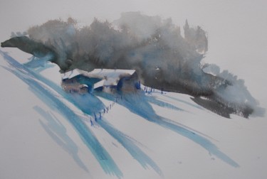 Painting titled "winter landscape 7" by Giorgio Gosti, Original Artwork, Watercolor