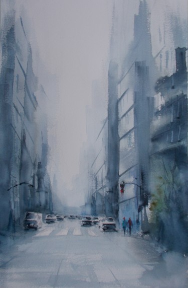 Peinture intitulée "an imaginary city 45" par Giorgio Gosti, Œuvre d'art originale, Aquarelle