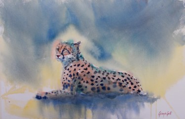 Pintura intitulada "cheetah 3" por Giorgio Gosti, Obras de arte originais, Aquarela