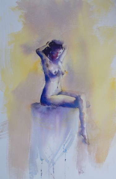 Painting titled "naked woman 2" by Giorgio Gosti, Original Artwork, Watercolor