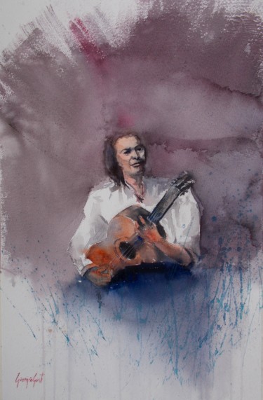 Painting titled "musician 2" by Giorgio Gosti, Original Artwork, Watercolor
