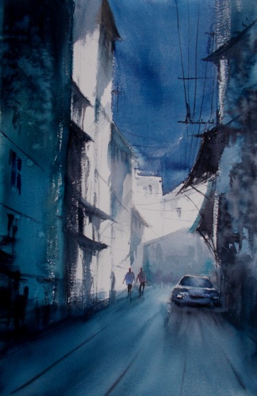 Peinture intitulée "an imaginary city 46" par Giorgio Gosti, Œuvre d'art originale, Aquarelle