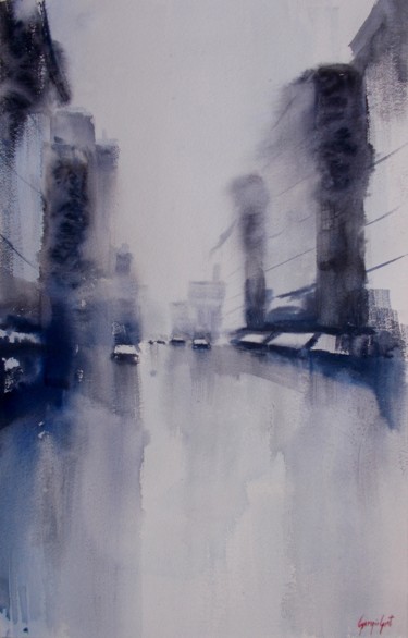 Painting titled "an imaginary city 47" by Giorgio Gosti, Original Artwork, Watercolor