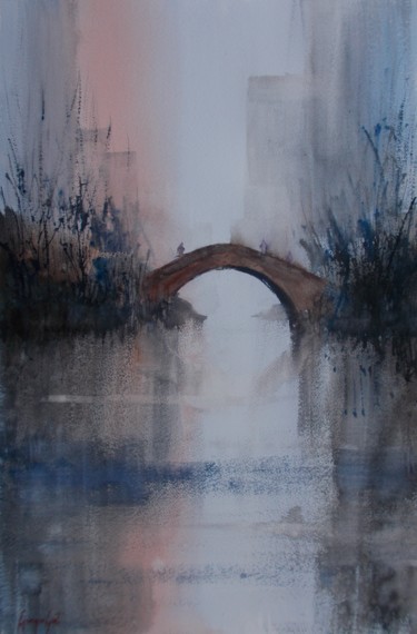 Painting titled "Central Park" by Giorgio Gosti, Original Artwork, Watercolor