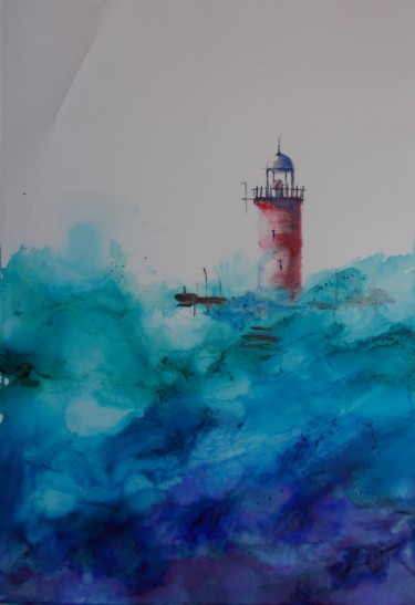 Painting titled "lighthouse 18" by Giorgio Gosti, Original Artwork, Watercolor