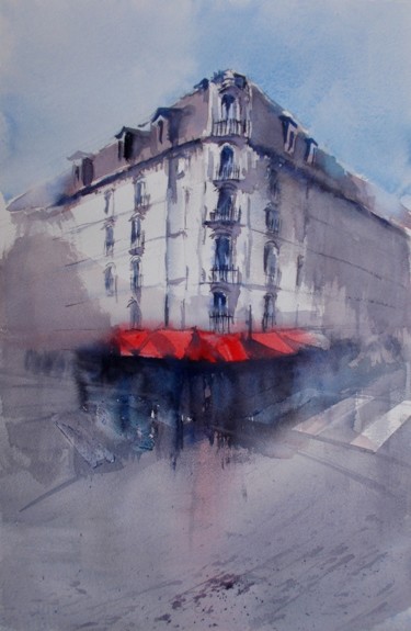 Peinture intitulée "parisian cafè 7" par Giorgio Gosti, Œuvre d'art originale, Aquarelle