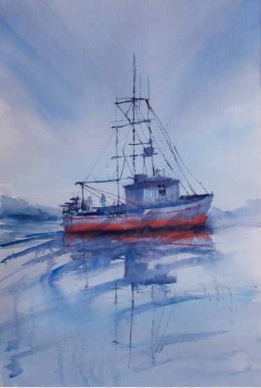 Painting titled "boats 56" by Giorgio Gosti, Original Artwork, Watercolor