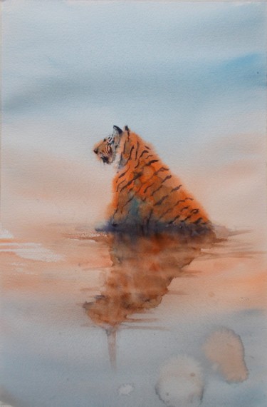 Painting titled "tiger 2" by Giorgio Gosti, Original Artwork, Watercolor