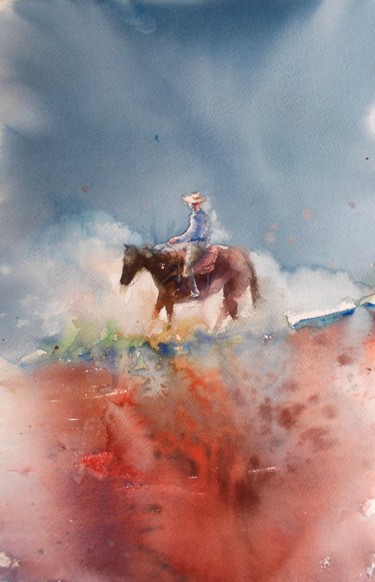 Schilderij getiteld "cowboy 3" door Giorgio Gosti, Origineel Kunstwerk, Aquarel