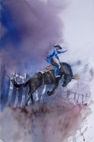 Schilderij getiteld "cowboy 4" door Giorgio Gosti, Origineel Kunstwerk, Aquarel