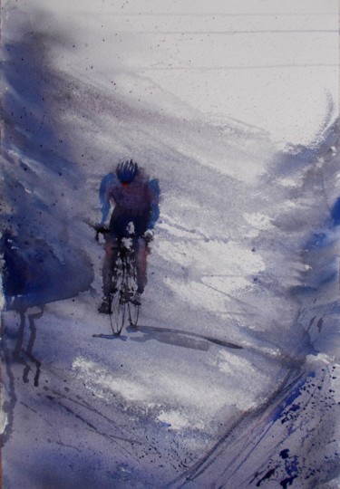 Painting titled "cycling 6" by Giorgio Gosti, Original Artwork, Watercolor