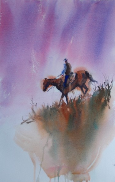 Painting titled "cowboy 6" by Giorgio Gosti, Original Artwork, Watercolor