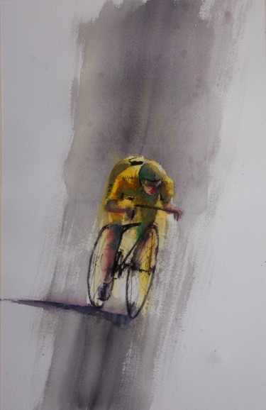 Painting titled "cycling 7" by Giorgio Gosti, Original Artwork, Watercolor