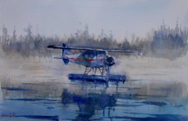 Schilderij getiteld "seaplane 2" door Giorgio Gosti, Origineel Kunstwerk, Aquarel