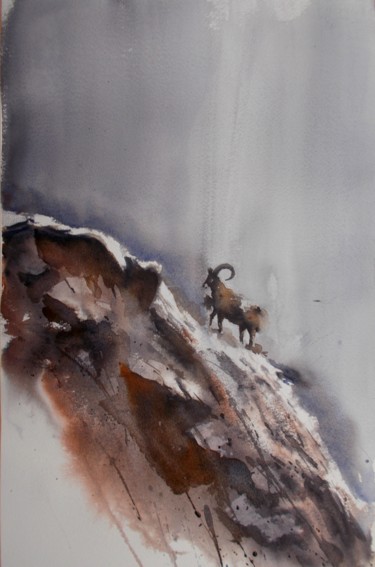 Painting titled "mouflon" by Giorgio Gosti, Original Artwork, Watercolor