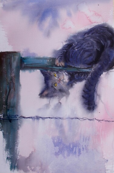 Ζωγραφική με τίτλο "kitty 3" από Giorgio Gosti, Αυθεντικά έργα τέχνης, Ακουαρέλα